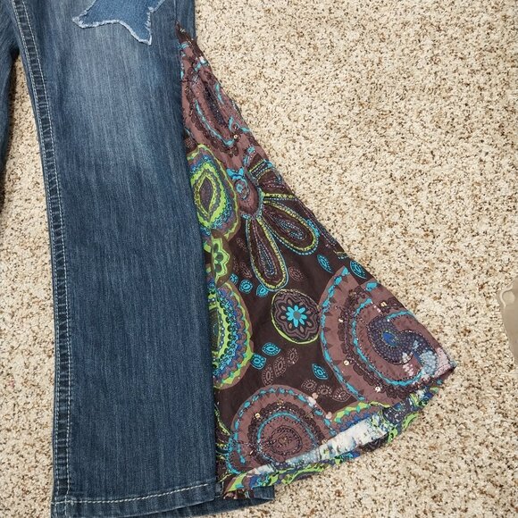 3789 Size 16 Upcycled Maurices Bleach Dyed Bell-Bottom Jeans. - Picture 5 of 7